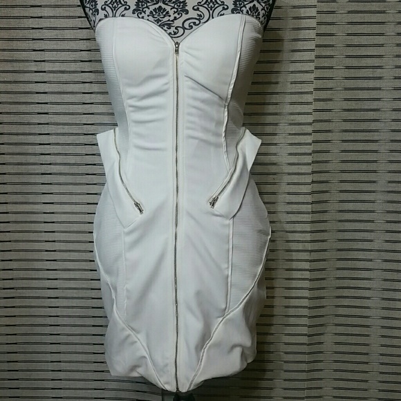 Xtaren Dresses & Skirts - Only 1 left!  Off White Strapless Zipper Dress